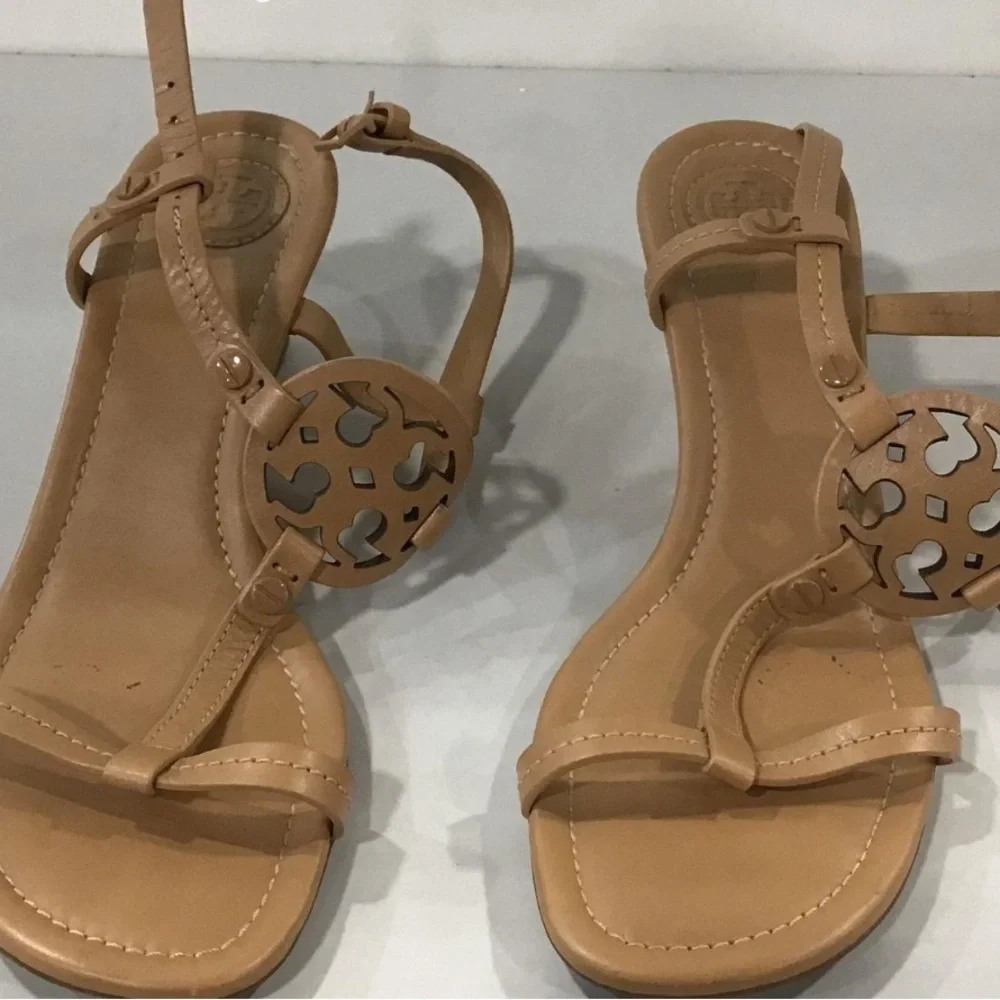 Women’s Tory Burch Wedge Sandal Tan Leather Size 6M